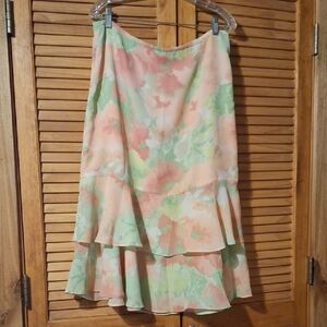 Emma James High Low Skirt - Soft Green and Peach